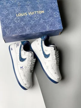 Nike air force 1 X Louis Vuitton - ابيض صح  جينز